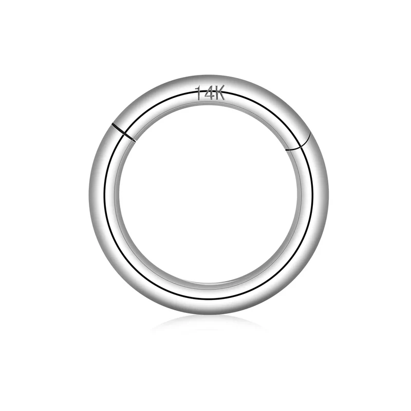 White gold nose ring 14K solid gold nose clicker ring septum ring