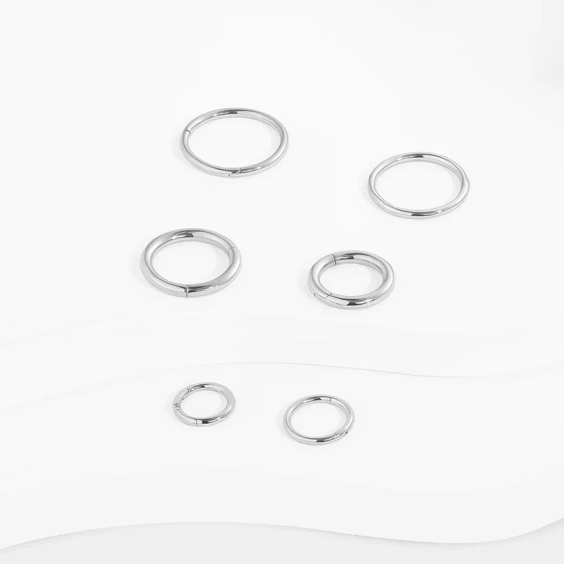 White gold nose ring 14K solid gold nose clicker ring septum ring