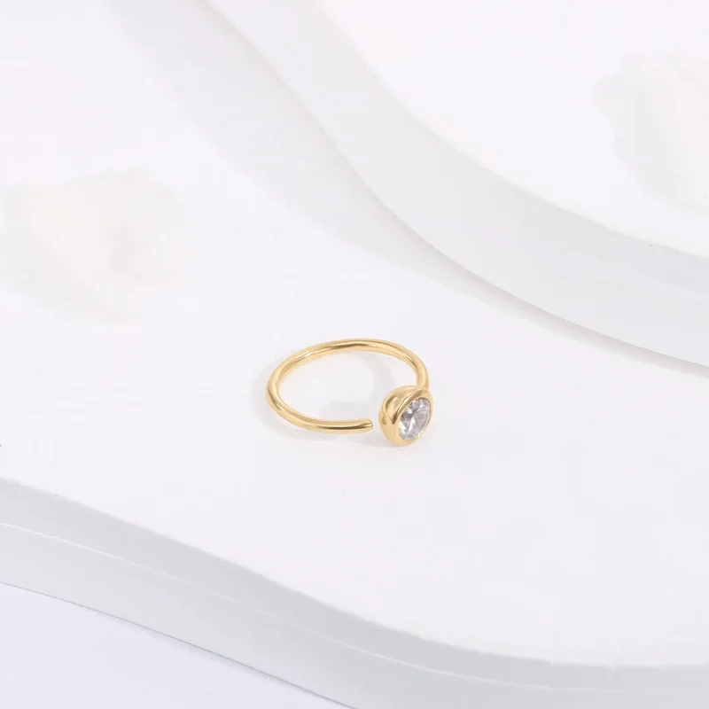 Real gold nose ring 14K solid gold with a diamond CZ stone nose piercing