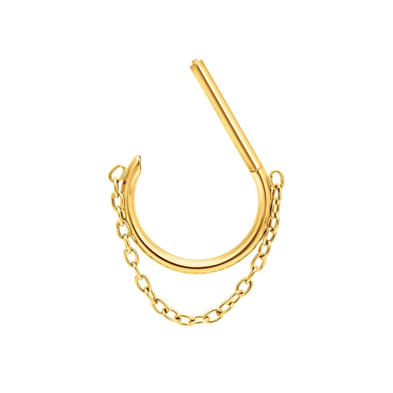 Chain septum ring titanium 16G half circle D shape hinged segment clicker