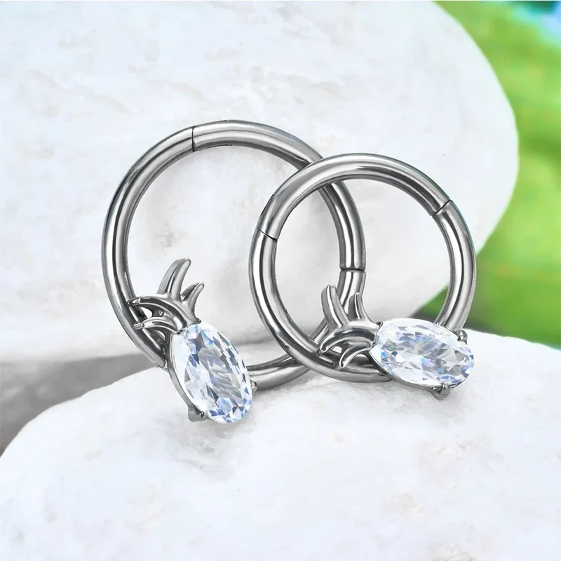 Green septum ring with a pineapple fruit cut cool fancy segment ring 16G 8mm 10mm