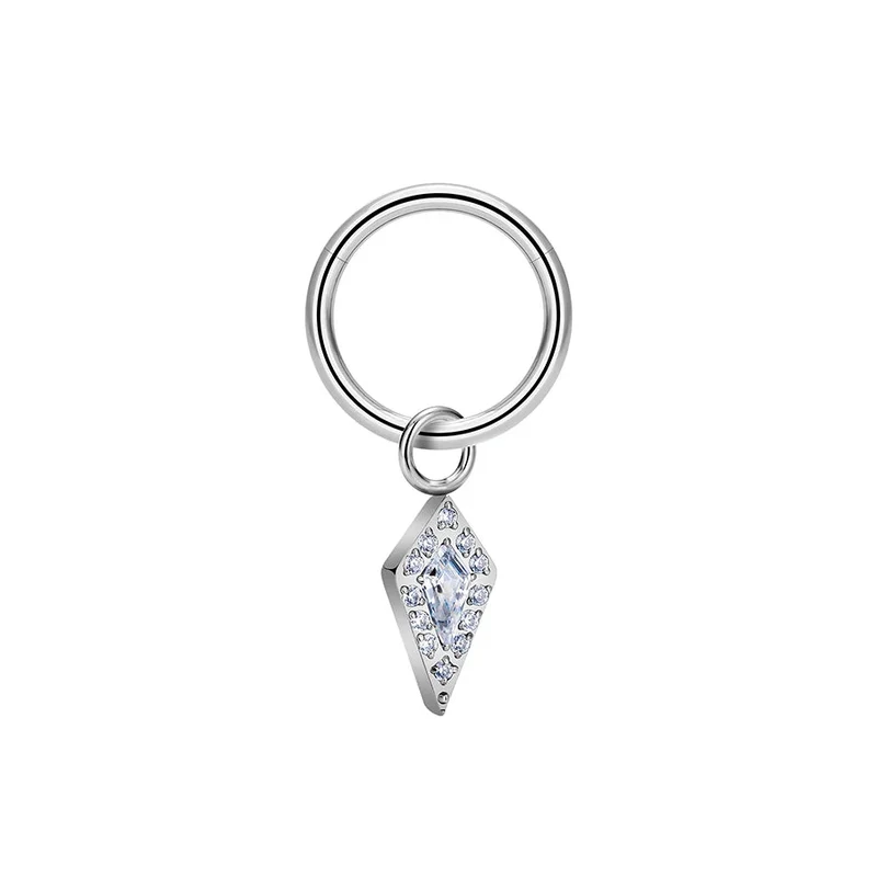 Rook piercing ring with a pendant titanium 16G hinged segment clicker