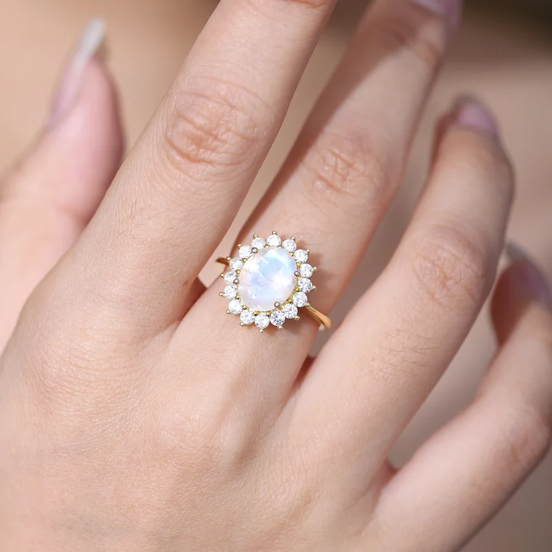 Moonstone ring vintage style moonstone engagement ring Princess Diana ring