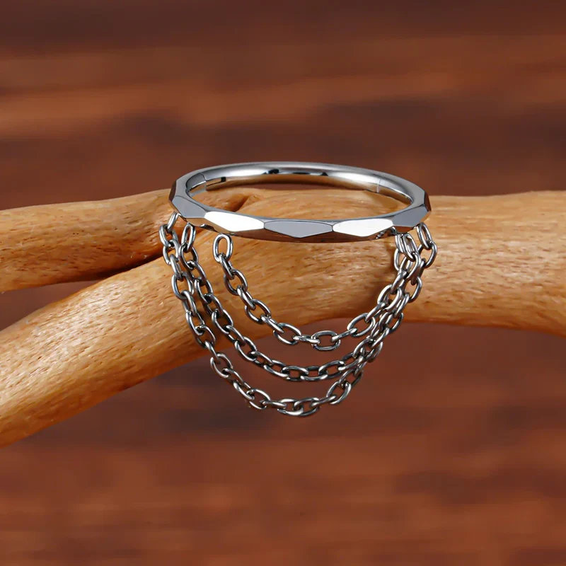 Conch ring with chains titanium 16G 10mm 12mm 8mm gold silver conch earring