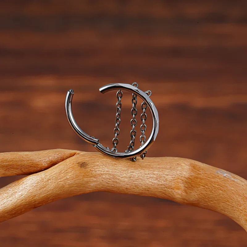 Conch ring with chains titanium 16G 10mm 12mm 8mm gold silver conch earring