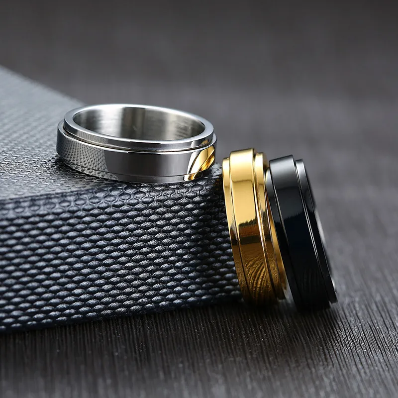 Custom fidget ring engraved spinner ring stainless steel men's women's engravable anxiety ring
