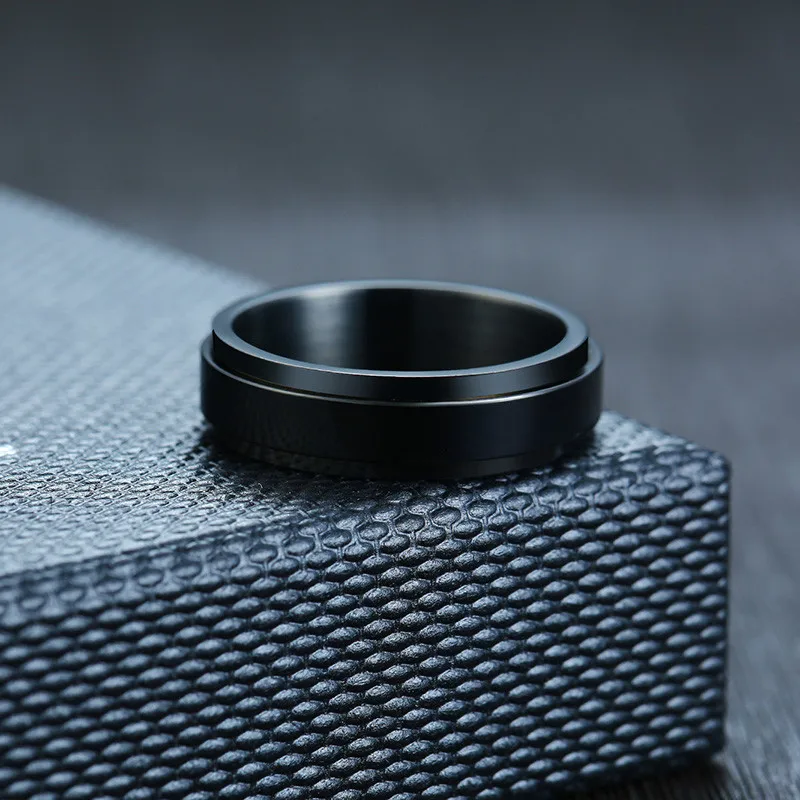 Custom fidget ring engraved spinner ring stainless steel men's women's engravable anxiety ring