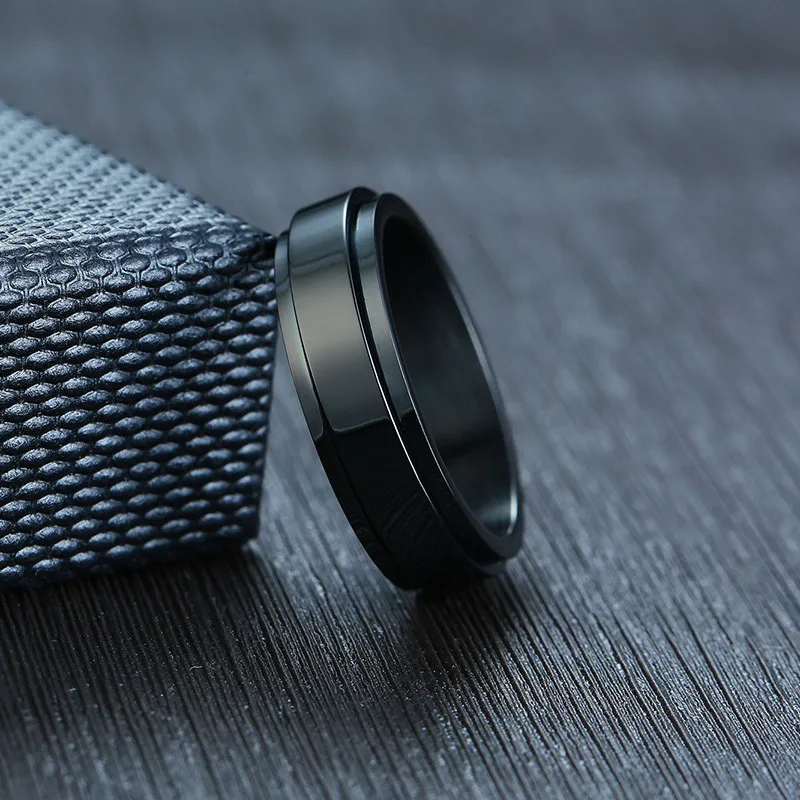 Custom fidget ring engraved spinner ring stainless steel men's women's engravable anxiety ring