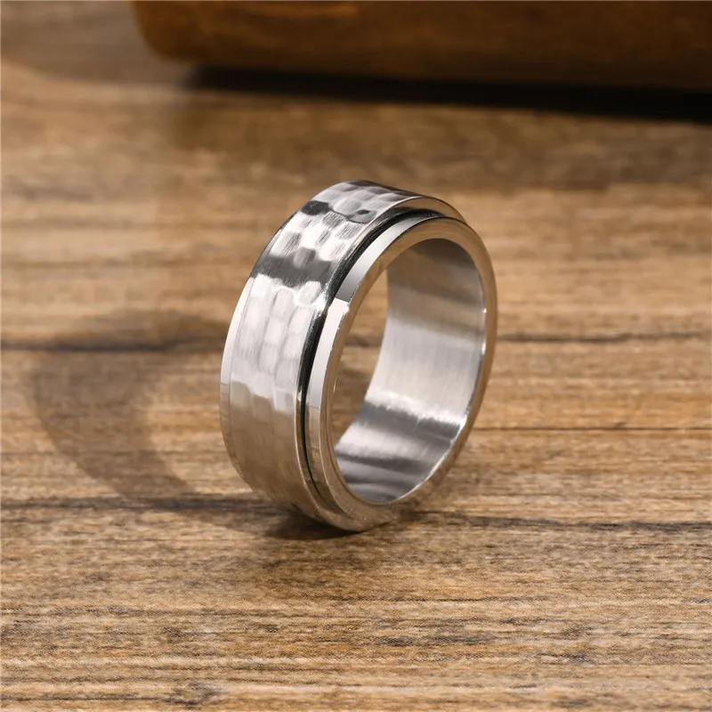 Black stainless steel spinner ring anxiety ring for men