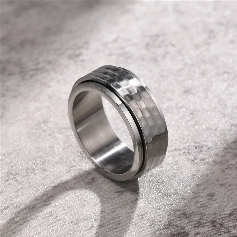 Black stainless steel spinner ring anxiety ring for men