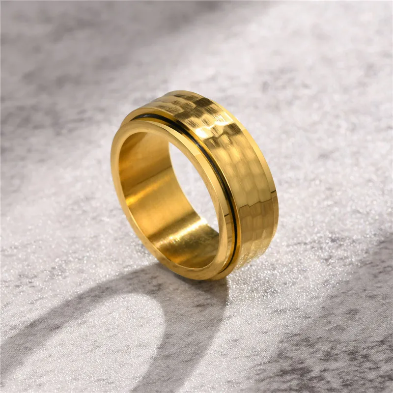 Black stainless steel spinner ring anxiety ring for men