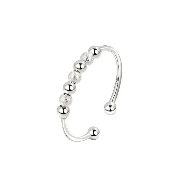 Beaded fidget ring sterling silver anxiety ring worry ring