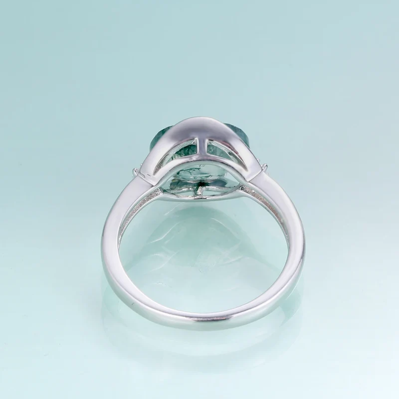 Vintage moss agate ring large stone green moss agate engagement ring silver for women