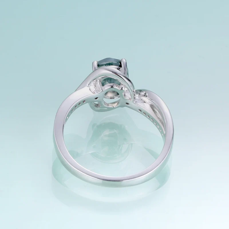 Moss agate and diamond engagement ring sterling silver oval moss agate engagement ring