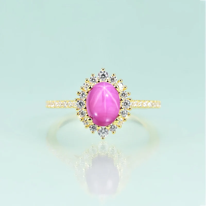 Star ruby ring 14K gold Princess Diana replica engagement ring