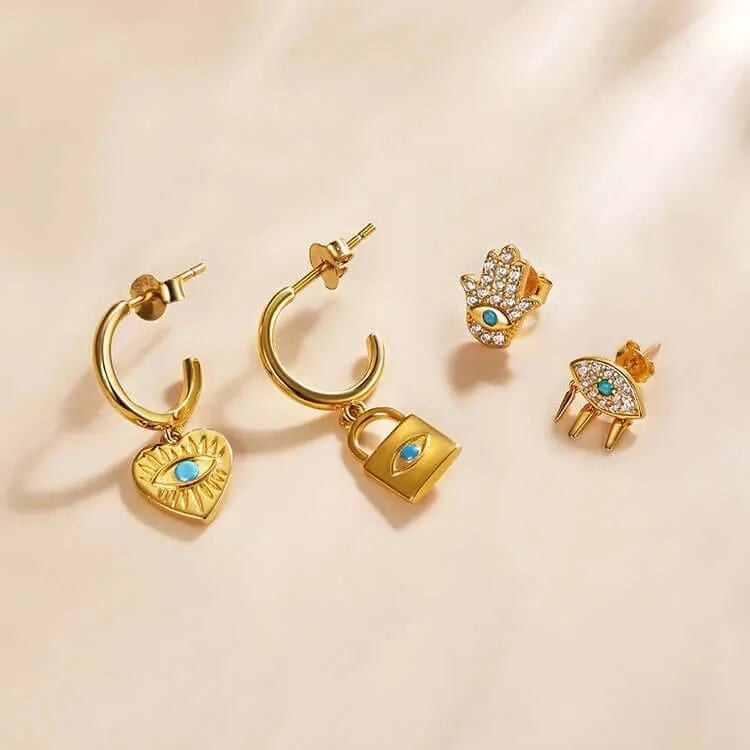 Evil eye and lock earring