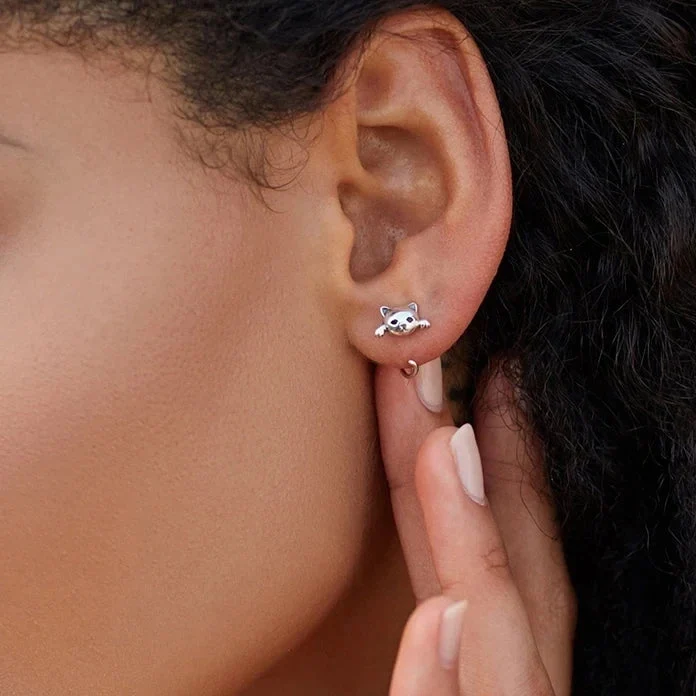 Cute cat earrings sterling silver