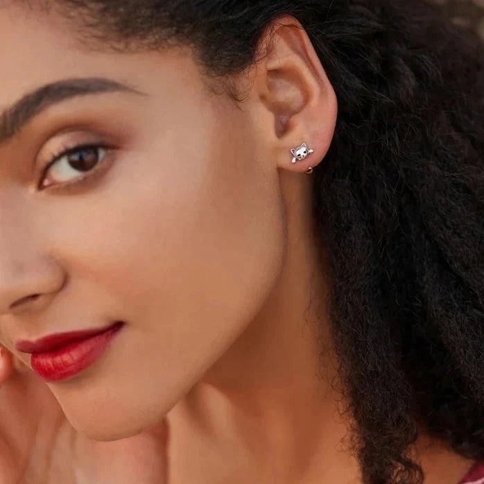 Cute cat earrings sterling silver