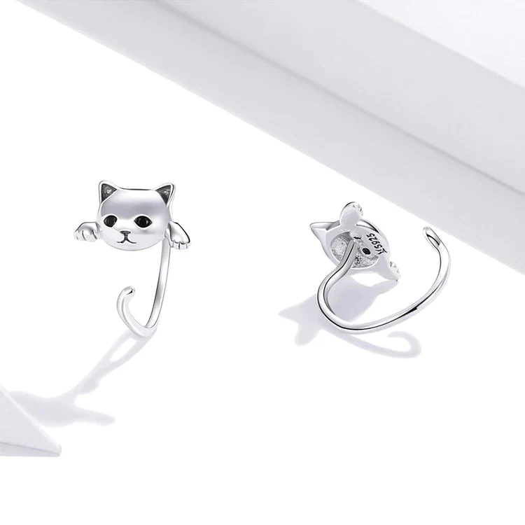 Cute cat earrings sterling silver