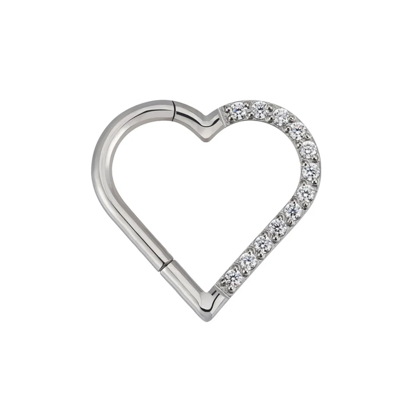 Heart daith piercing implant-grade titanium 16 gauge with CZ