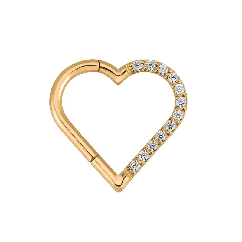 Heart daith piercing implant-grade titanium 16 gauge with CZ