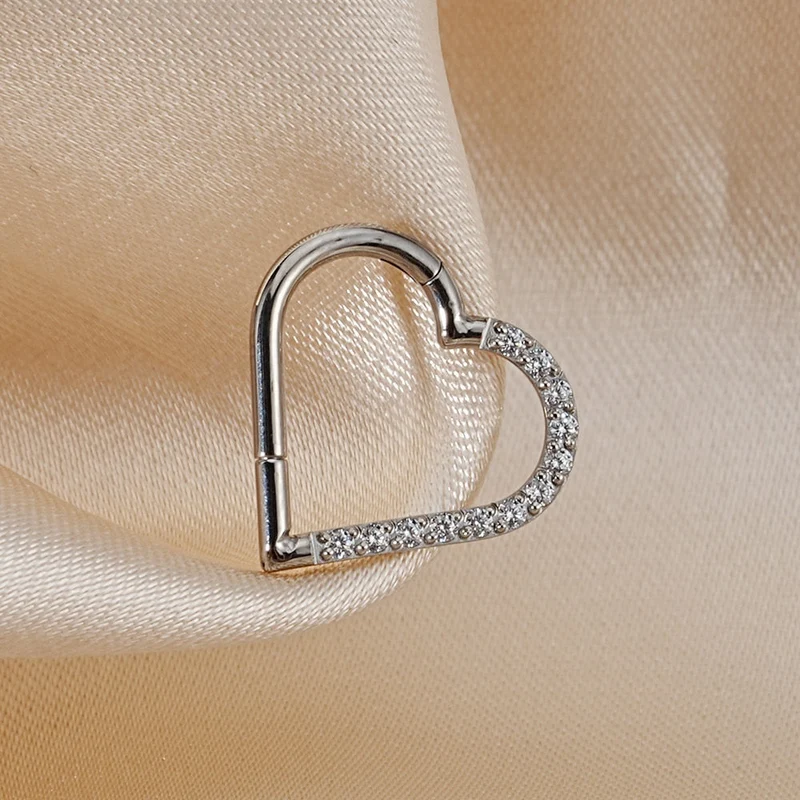 Heart daith piercing implant-grade titanium 16 gauge with CZ