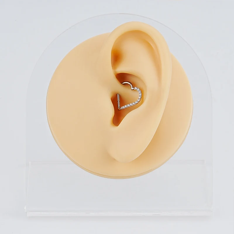 Heart daith piercing implant-grade titanium 16 gauge with CZ