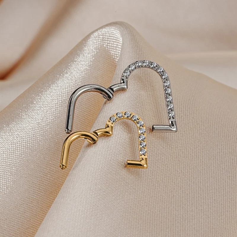 Heart daith piercing implant-grade titanium 16 gauge with CZ