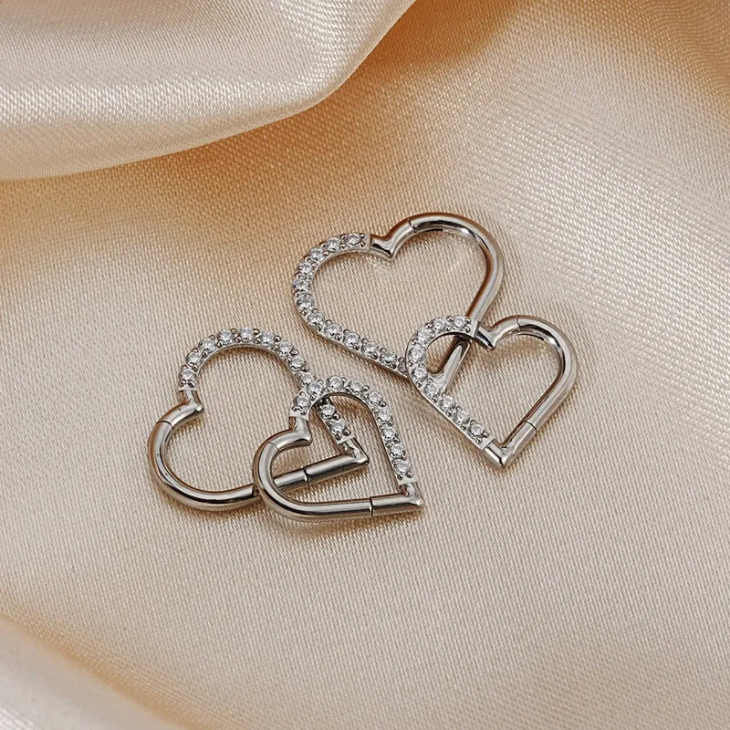 Heart daith piercing implant-grade titanium 16 gauge with CZ