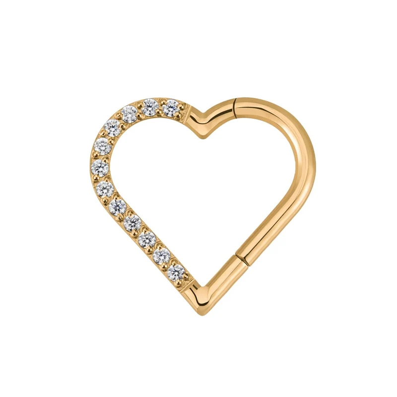 Heart daith piercing implant-grade titanium 16 gauge with CZ