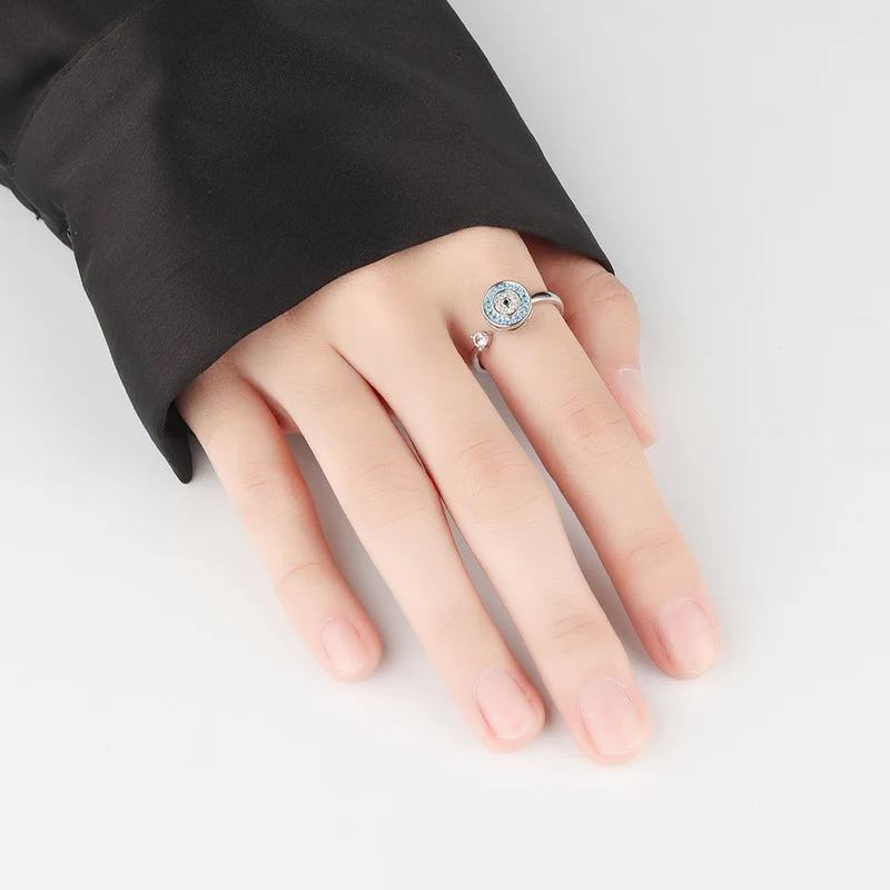 Worry ring with a Turkish evil eye sterling silver