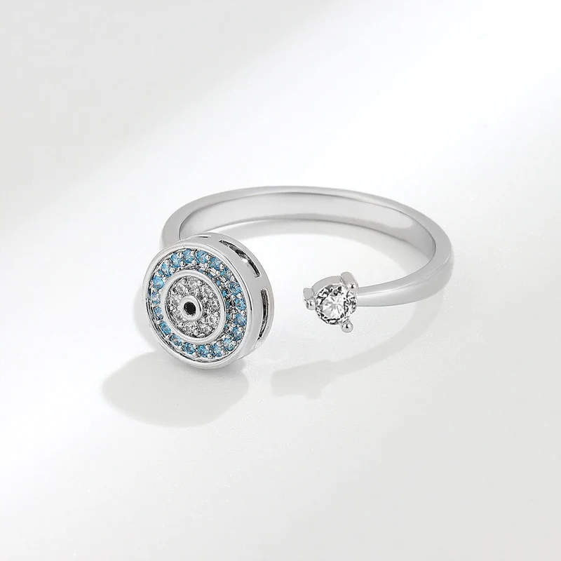 Worry ring with a Turkish evil eye sterling silver