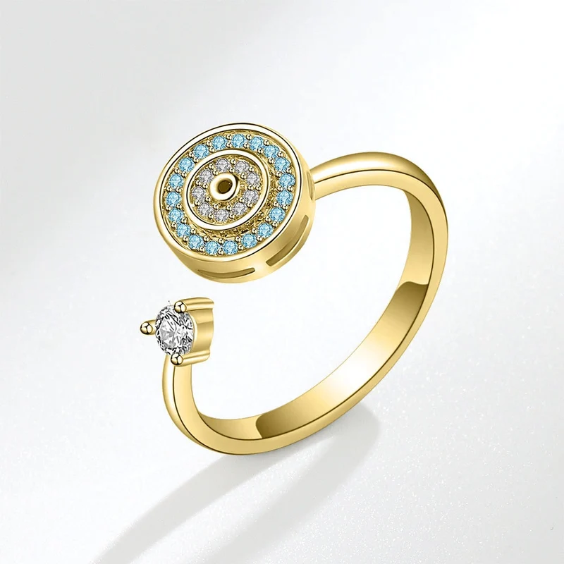 Worry ring with a Turkish evil eye sterling silver