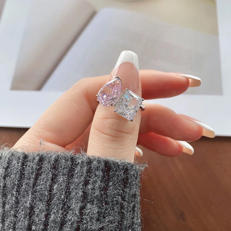 Moi et toi ring pink and clear engagement ring