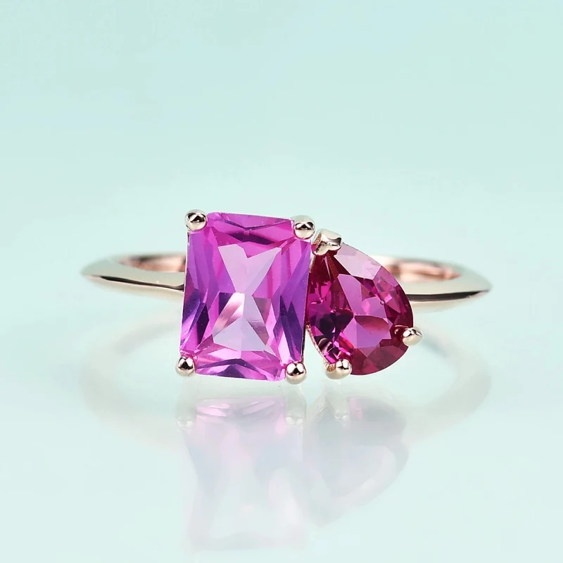 Toi et moi ring ruby and sapphire