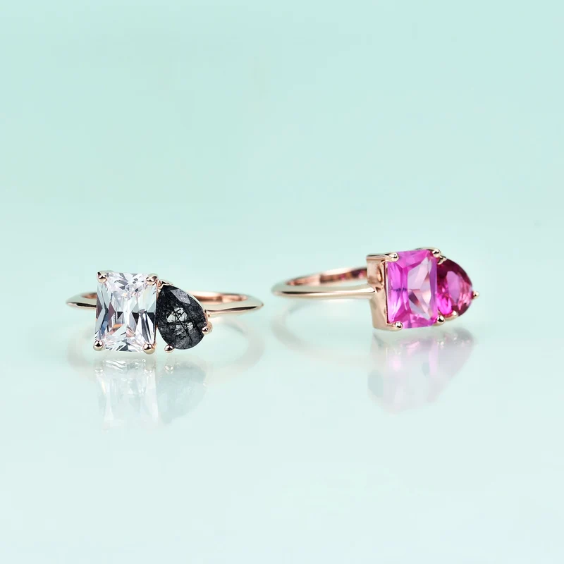 Toi et moi ring ruby and sapphire