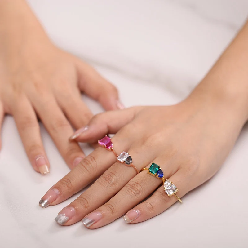 Toi et moi ring ruby and sapphire
