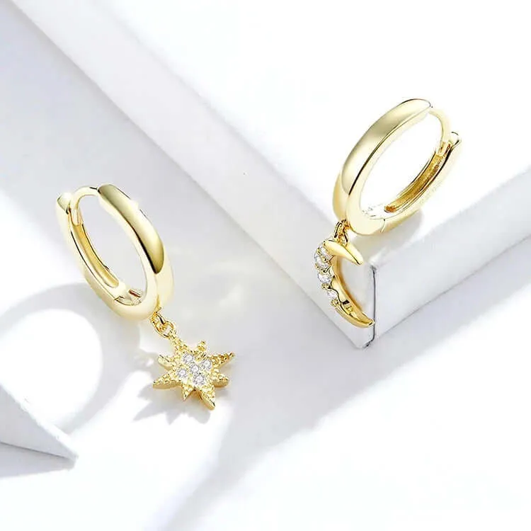 Crecent moon and star earrings