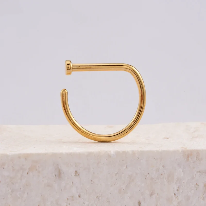 D shape nose ring 20 gauge nose ring titanium D shape nose stud 18 gauge