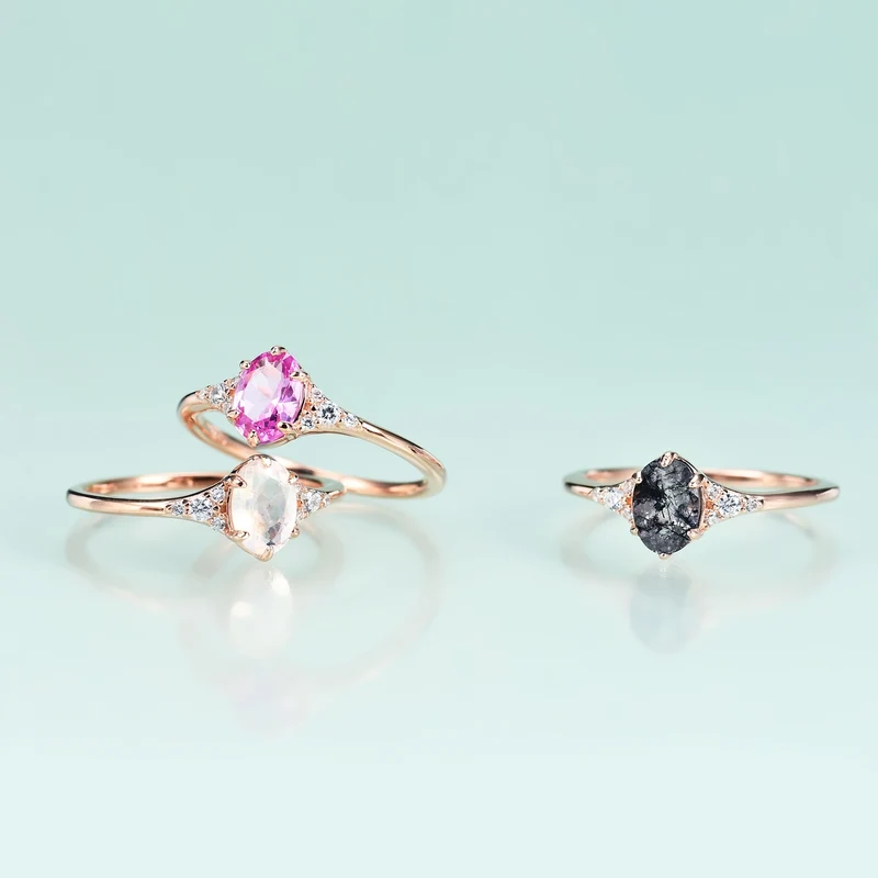 Black rutilated quartz ring oval cut natural rutilated quartz engagement ring
