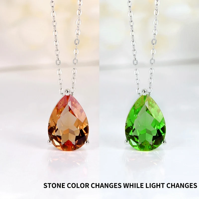 Pear cut zultanite necklace simple and dainty