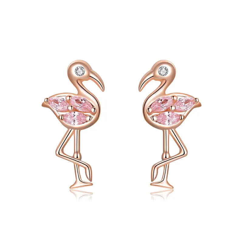 Rose gold flamingo earrings