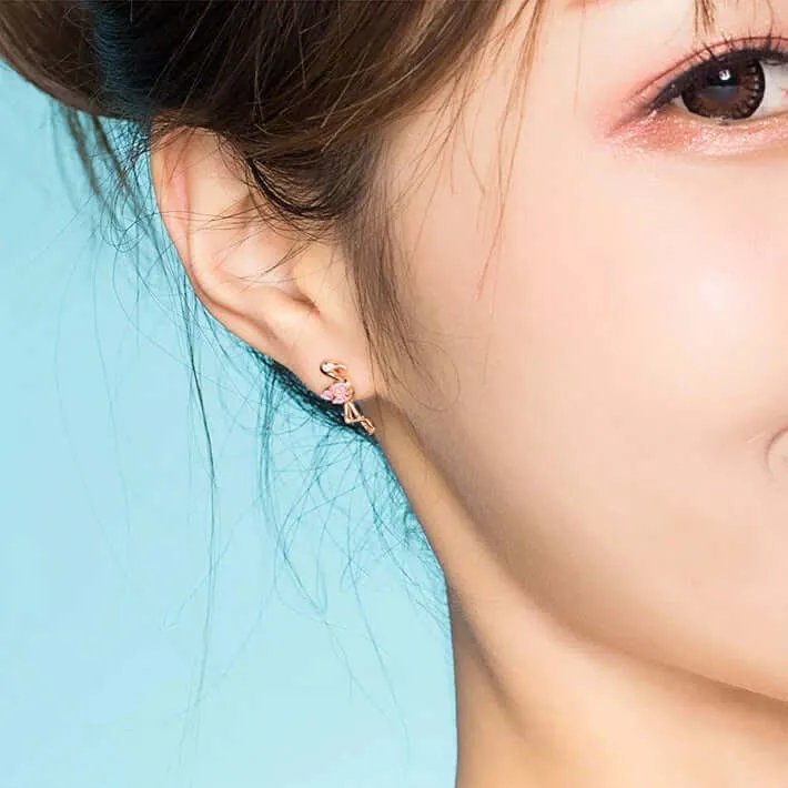 Rose gold flamingo earrings