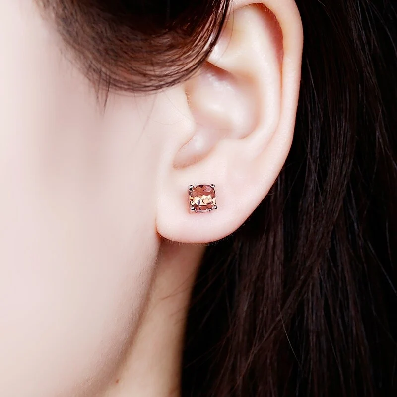 Zultanite stud earrings square minimalist and cute