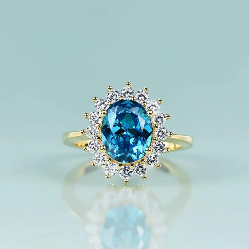 Princess Diana replica ring blue aquamarine ring