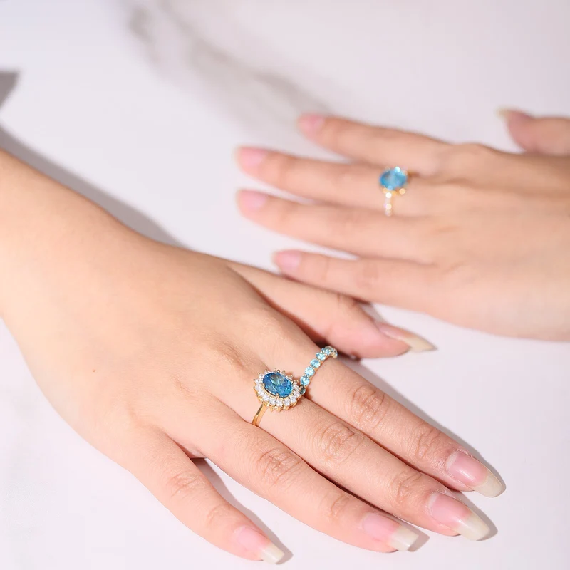 Princess Diana replica ring blue aquamarine ring