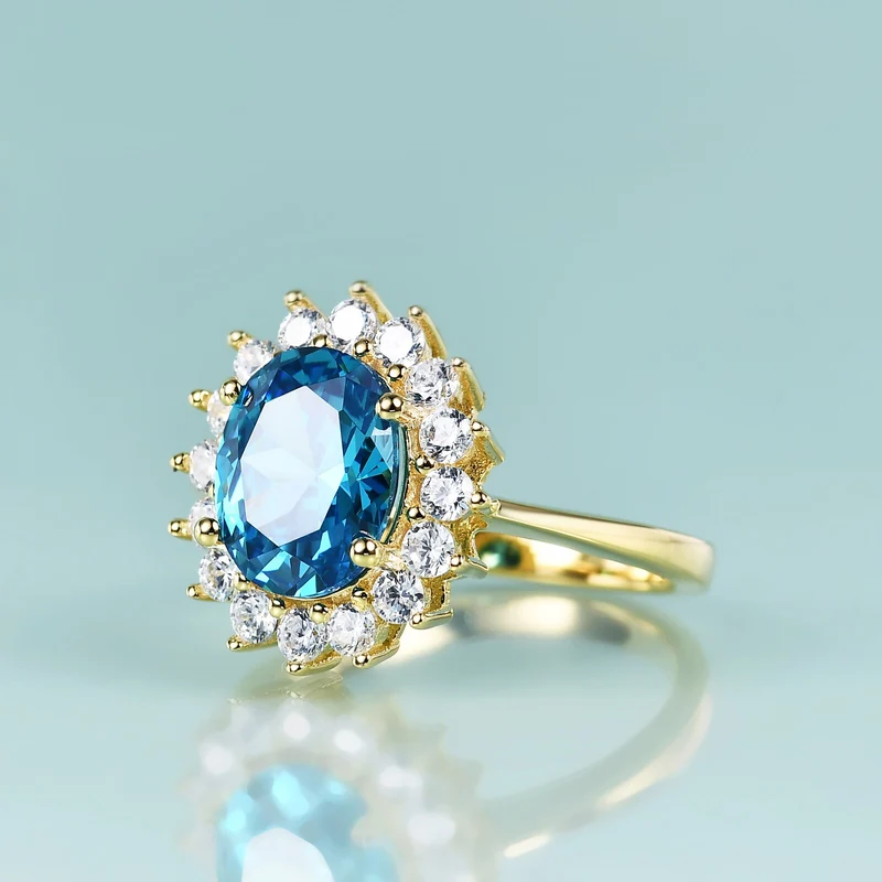 Princess Diana replica ring blue aquamarine ring