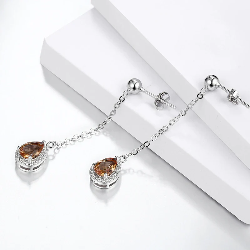 Zultanite earrings long drop silver
