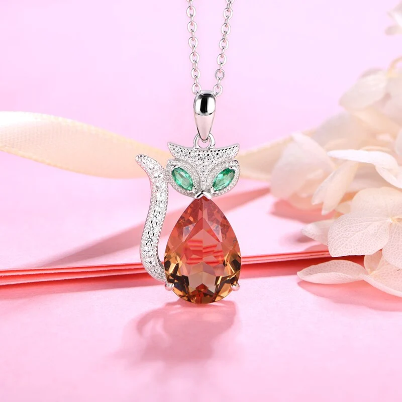 Zultanite necklace cat pendant