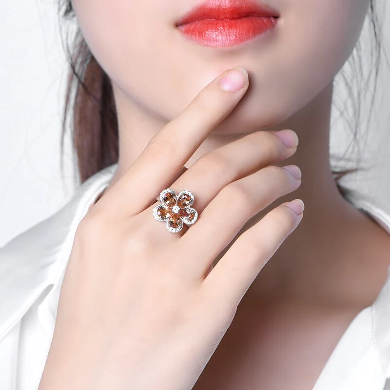 Flower zultanite ring sterling silver